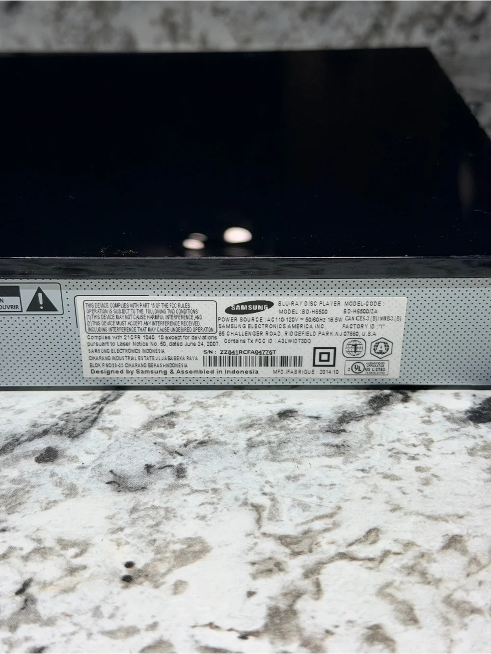 Samsung BD-H6500 3D Blu-Ray Player 4K NO Remote